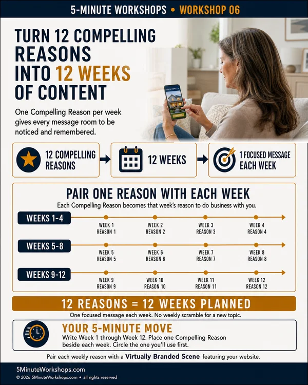 WS06 — How to Turn 12 Compelling Reasons Into 12 Weeks of Content