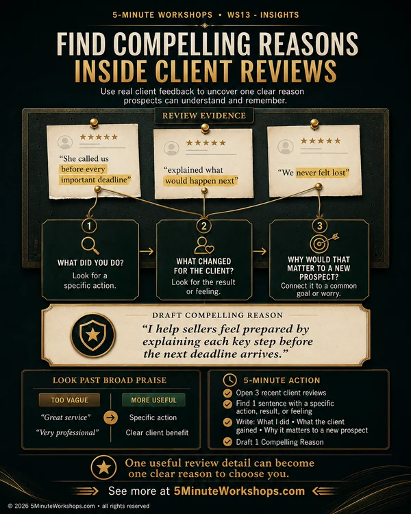 WS13 — How to Find Compelling Reasons Inside Client Reviews
